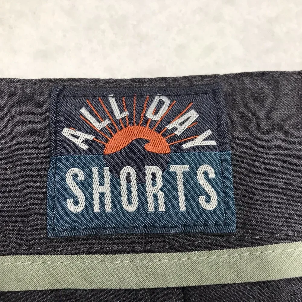 FAHERTY All Day Shorts Men 36 Black Dark Charcoal Performance Stretch Golf Beach